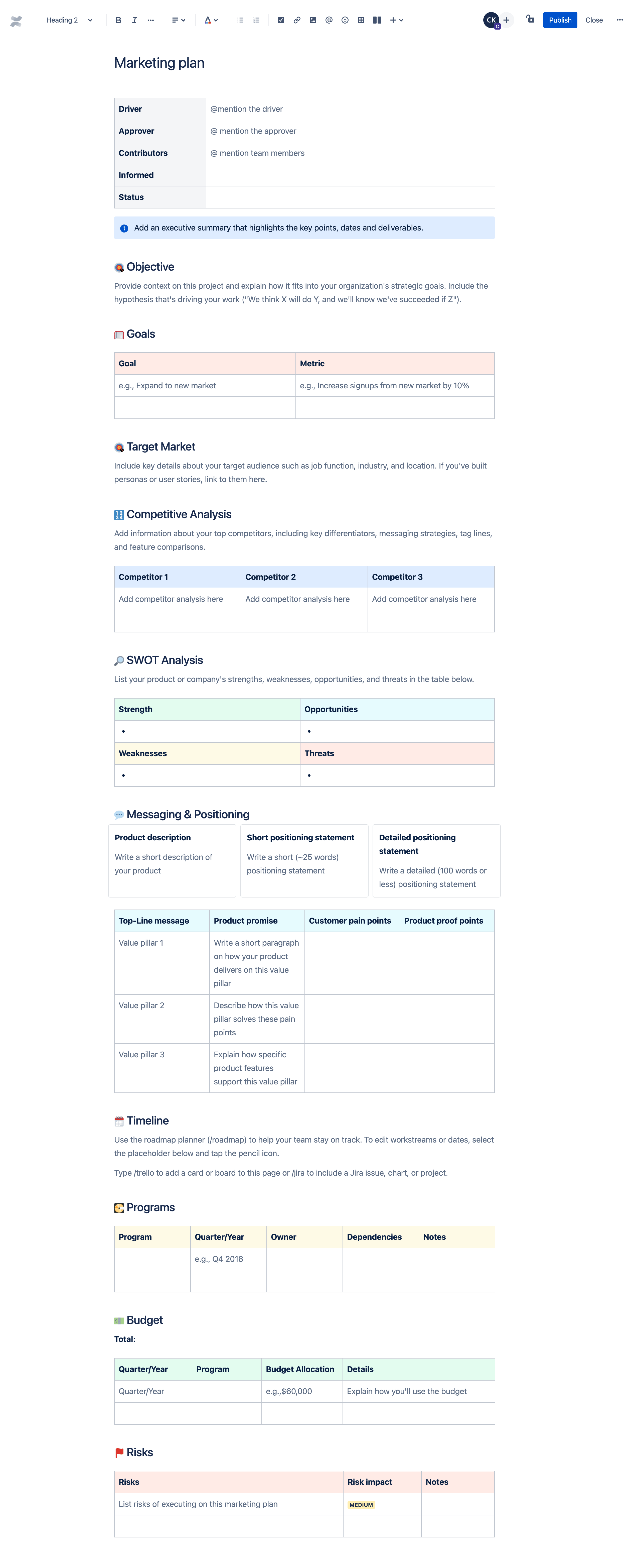 Marketing plan template